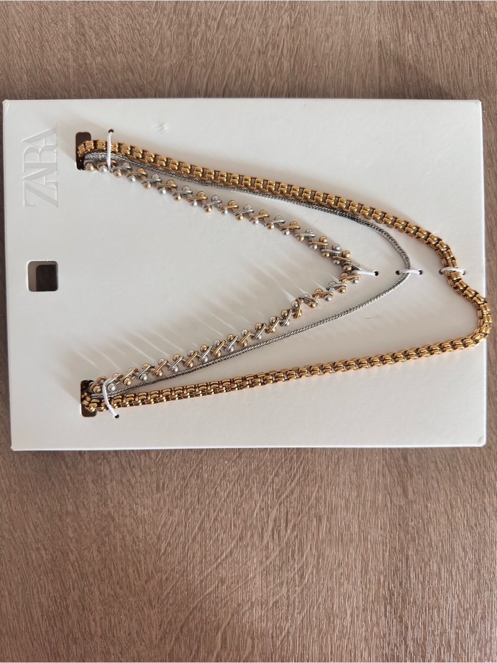 Zara Set of 3 Necklaces in Gold and Silver Tone - Picture 3 of 6